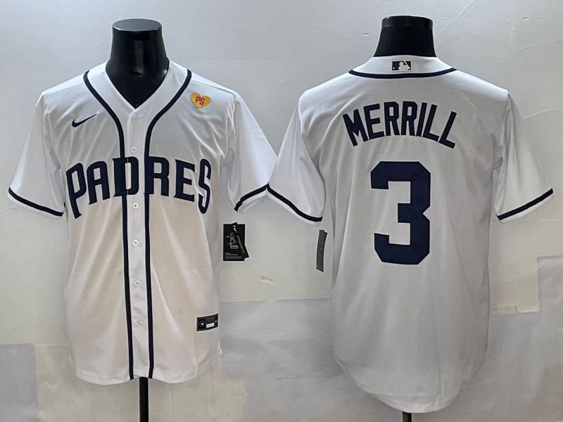 Men 2025 San Diego Padres #3 Merrill White Game Nike MLB Jersey style 7->san diego padres->MLB Jersey
